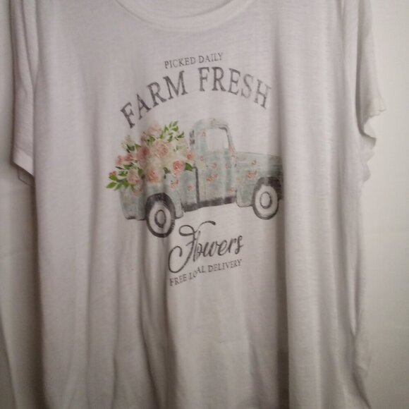Maurices Shirt Women 3X Short Sleeve Simi Sheer Farm Fresh White - Picture 4 of 15